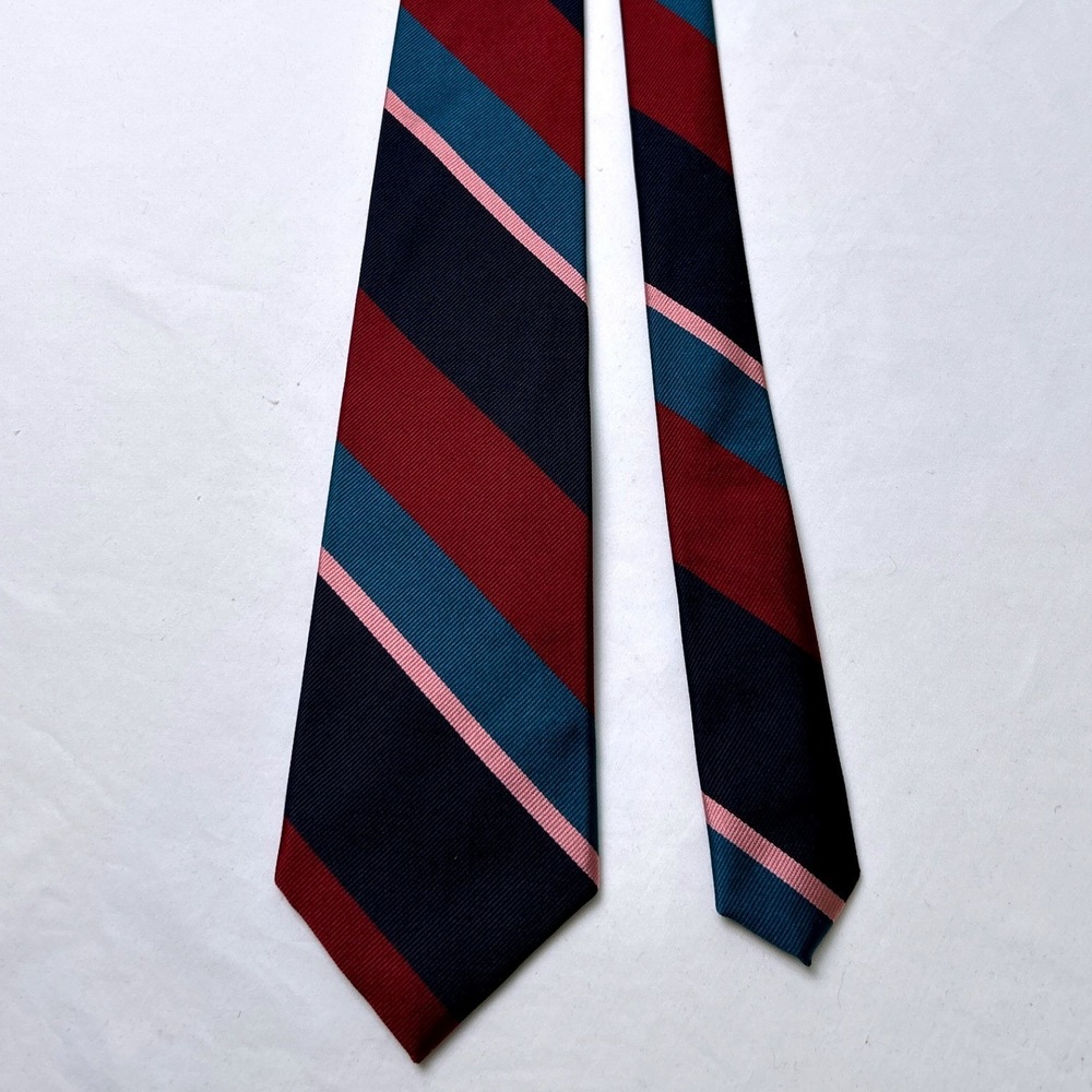 Jos A Bank Vintage Mens Executive Collection Striped Silk Necktie Navy Burgundy